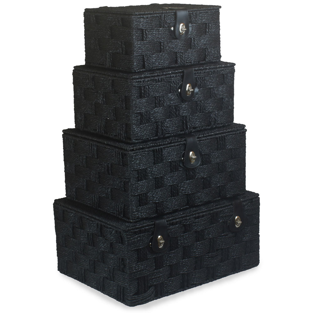 Black Paper Rope Hamper Storage Baskets - 4 Sizes - Duck Barn Interiors