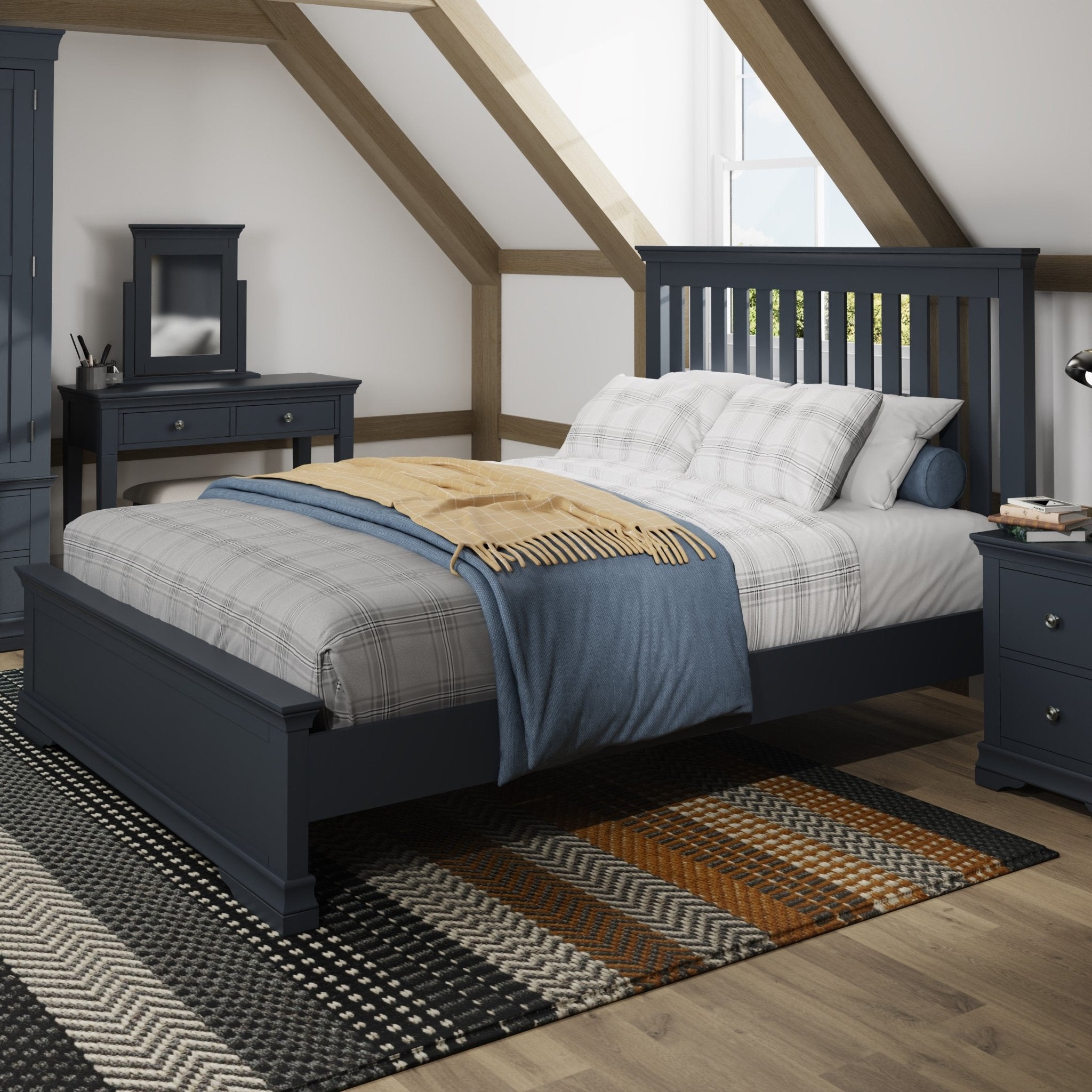 Boxgrove Midnight Grey Kingsize Bed Frame 5ft - Duck Barn Interiors