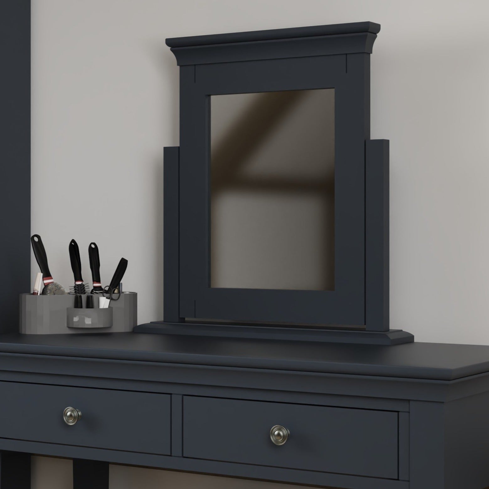 Boxgrove Midnight Grey Trinket Dressing Table Mirror - Duck Barn Interiors