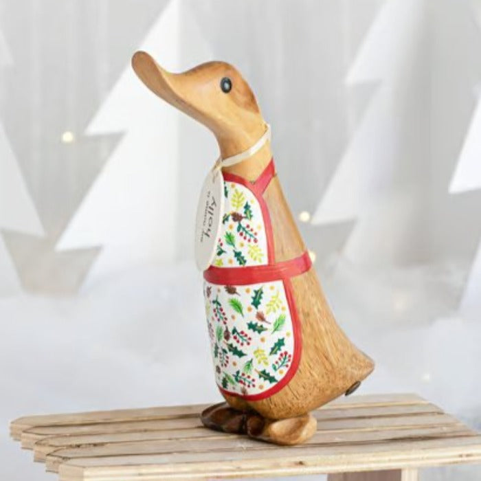 Christmas Baker Duckling in Holly Apron - Duck Barn Interiors