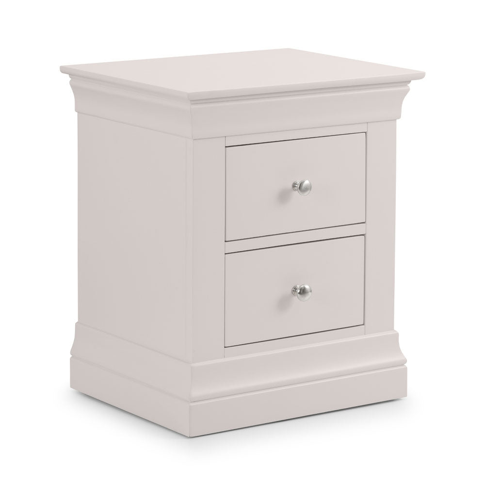 Clermont 2 Drawer Bedside Table - Light Grey - Duck Barn Interiors