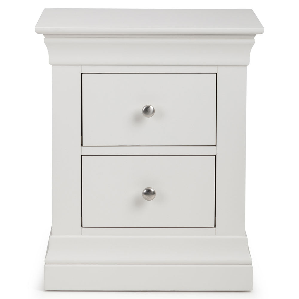 Clermont 2 Drawer Bedside Table - White3 - Duck Barn Interiors