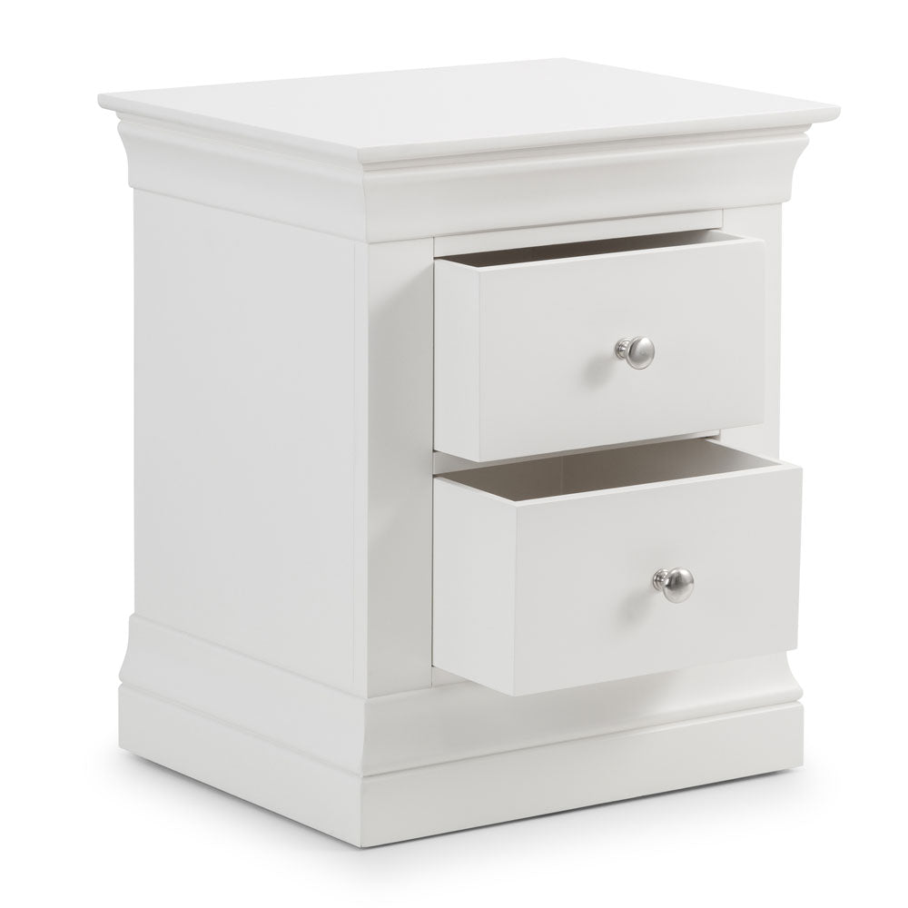 Clermont 2 Drawer Bedside Table - White - Duck Barn Interiors