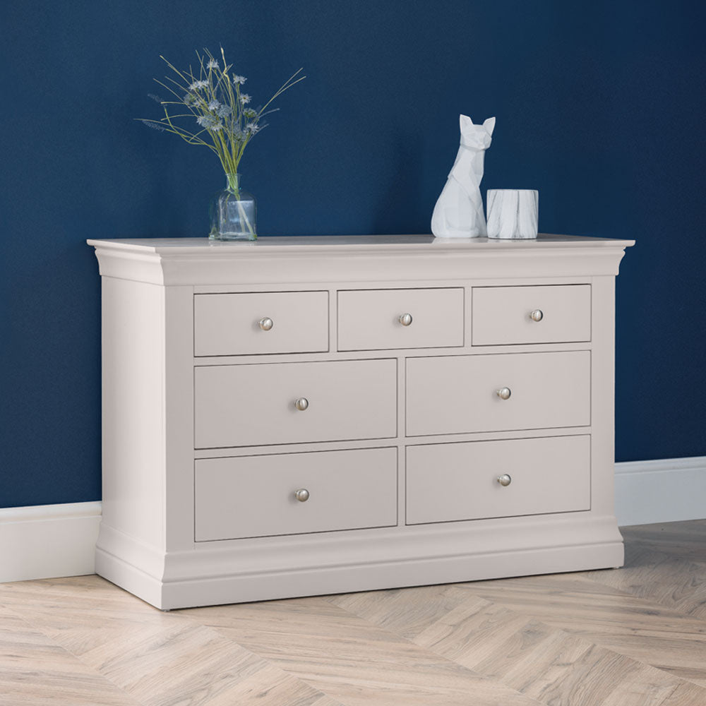 Clermont 3 Over 4 Chest of Drawers - Light Grey - Duck Barn Interiors