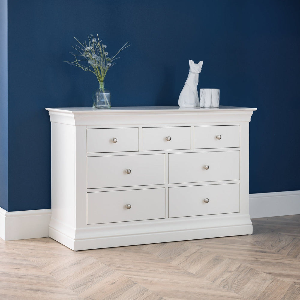 Clermont 3 Over 4 Chest of Drawers - White1 - Duck Barn Interiors