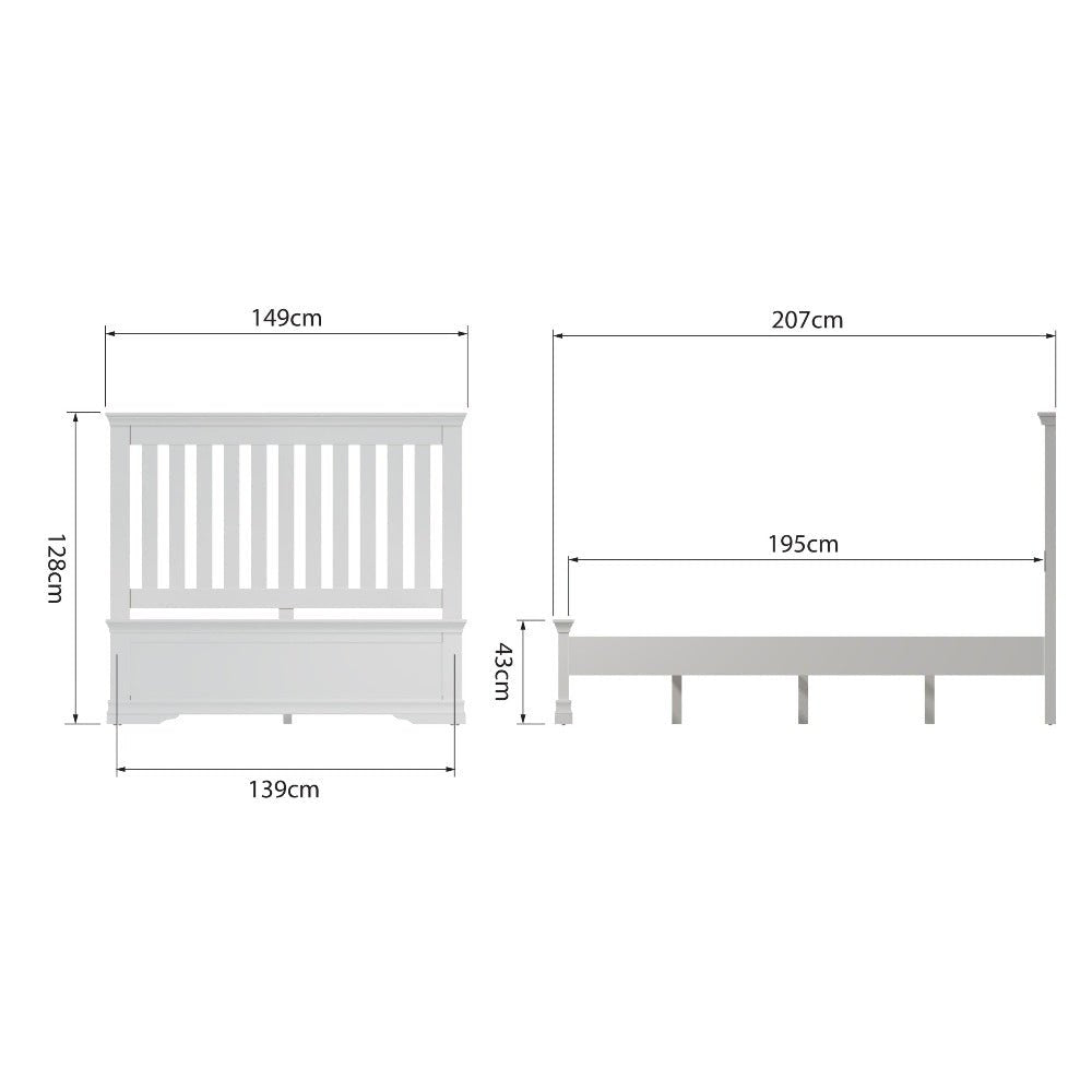 Coastal Chalk White Double Bed Frame 4ft 6" - Duck Barn Interiors