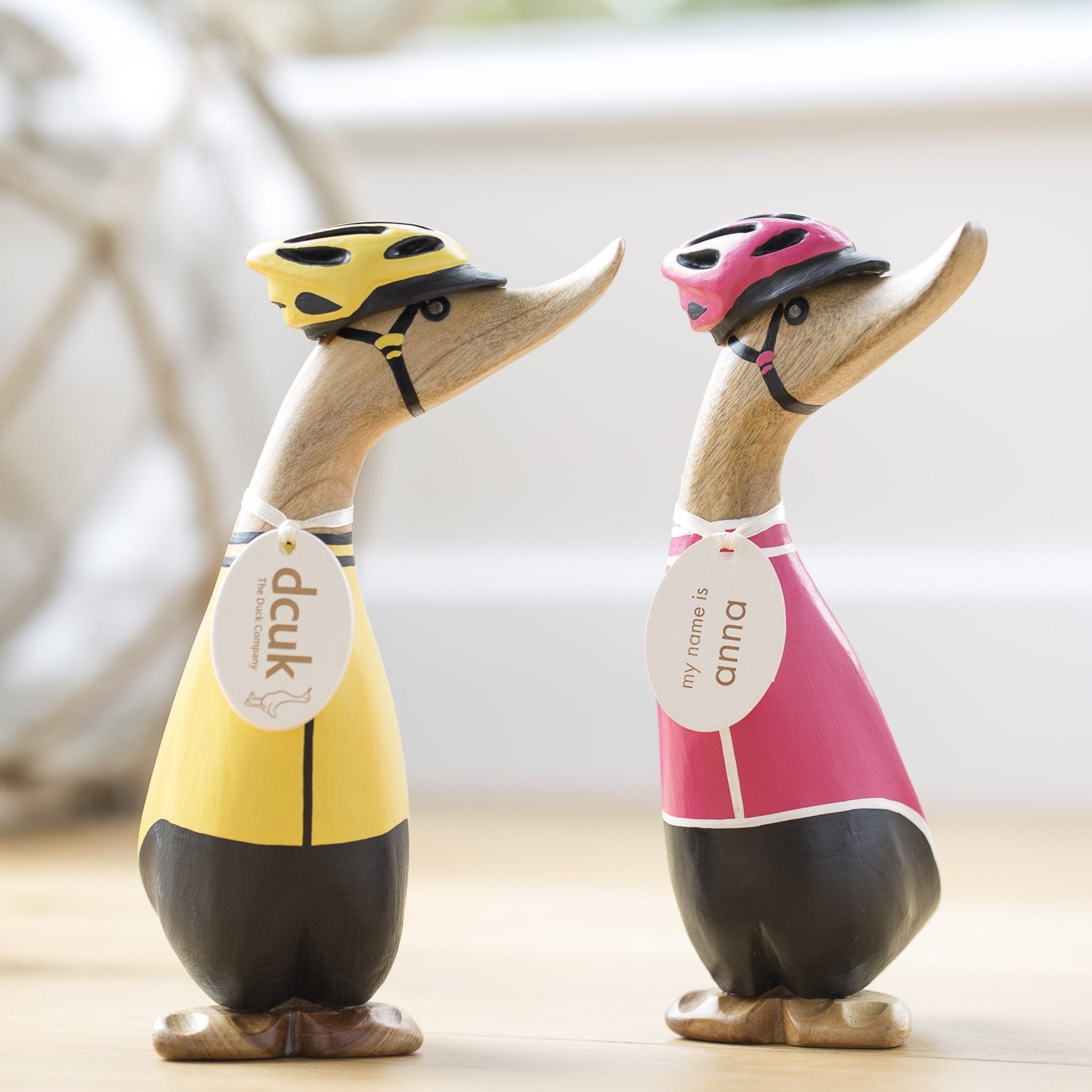 Cyclist Wooden Duckling in Pink Jersey - Duck Barn Interiors