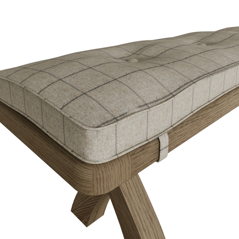 Dining Bench Cushion - Natural Check - 2m3 - Duck Barn Interiors