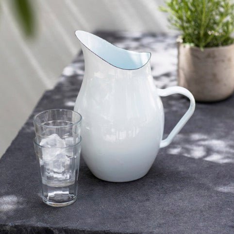 Enamel Water Pitcher Jug - White