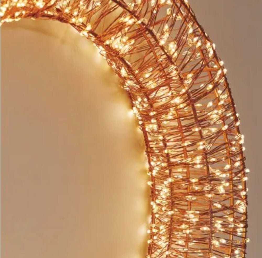 Galaxy Copper Hanging Wreath with Warm White LEDs - Dual Powered - Duck Barn Interiors