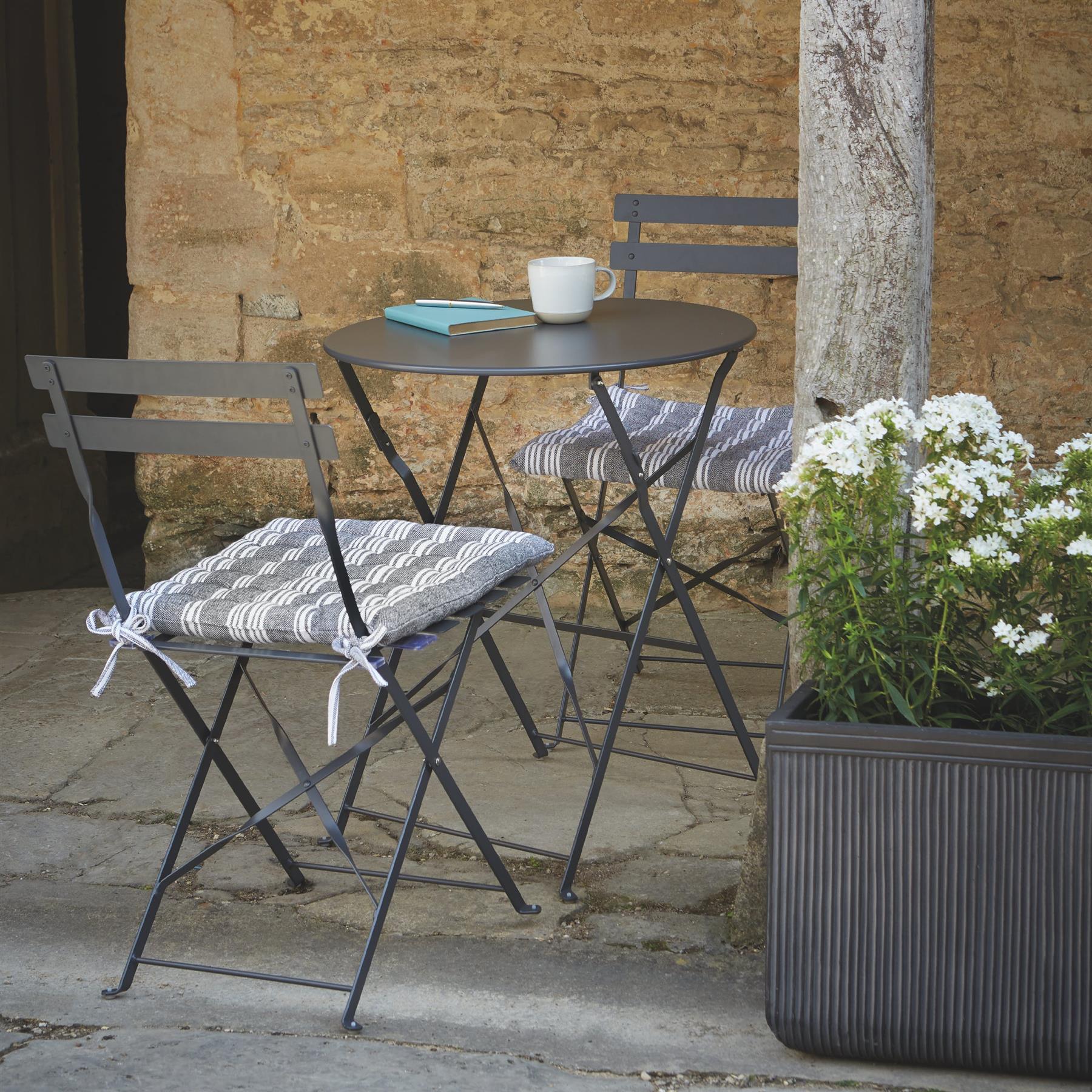Garden Bistro Round Table and 2 Chairs in Carbon - Duck Barn Interiors