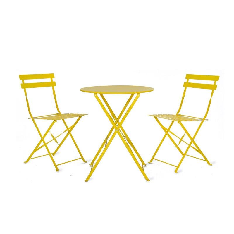 Garden Bistro Round Table and 2 Chairs in Lemon - Duck Barn Interiors