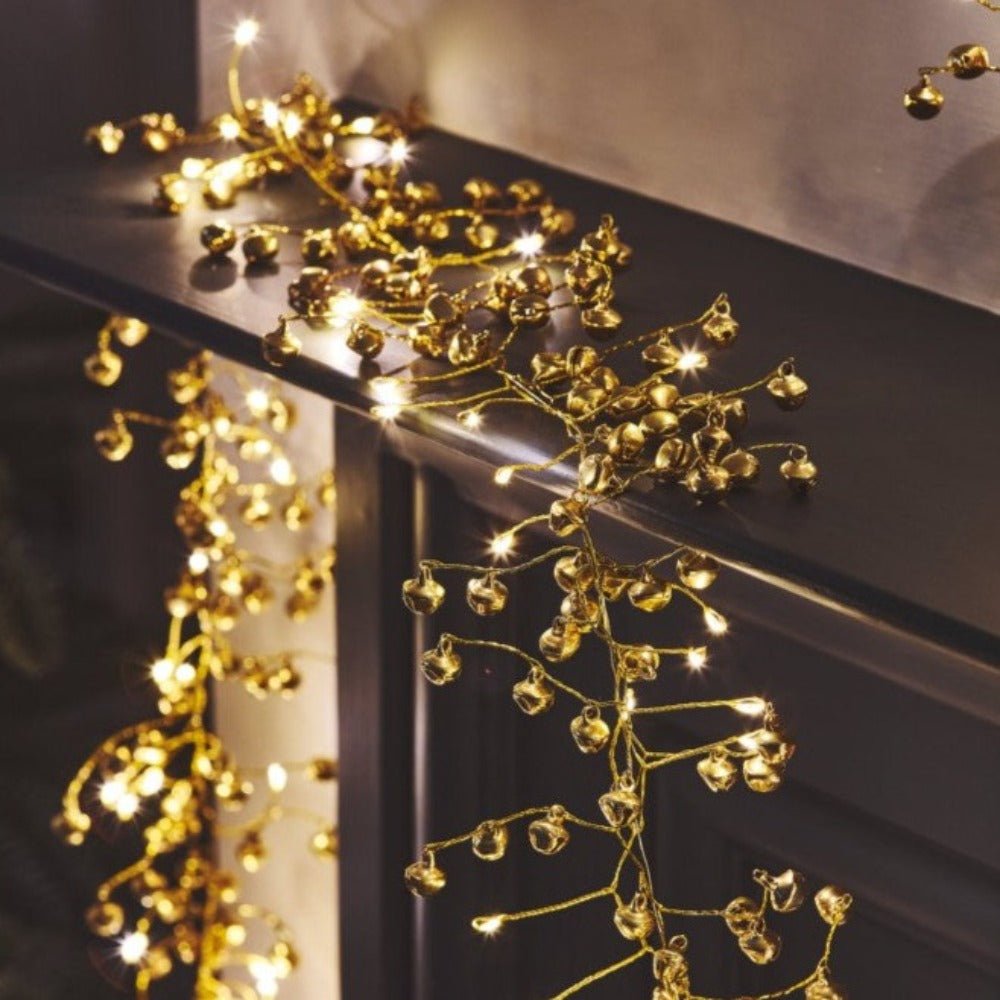 Golden Bells Twinkly Garland with Warm White LEDs - Battery Powered - Duck Barn Interiors