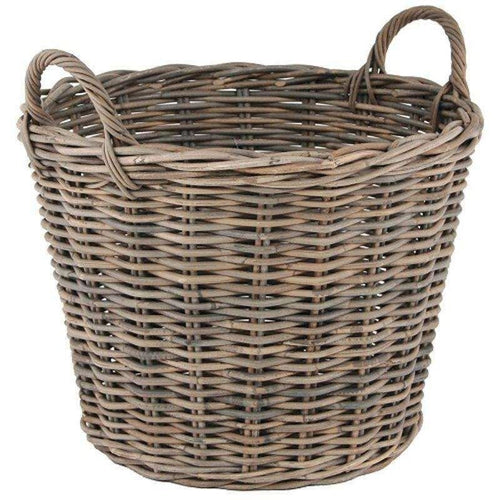 Grey Round Storage Basket with Handles