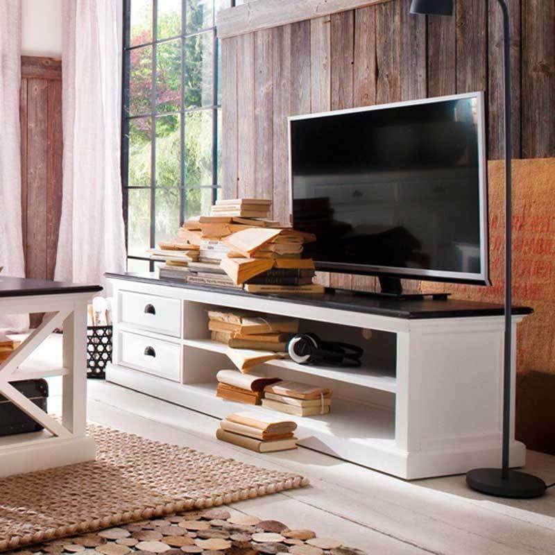 Halifax Contrast White Painted Large TV Unit - Duck Barn Interiors