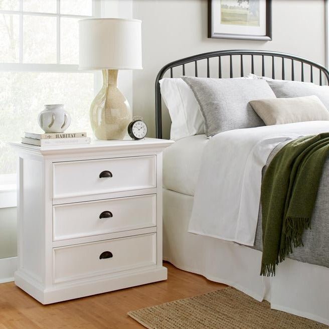 Halifax Grand White Painted Bedside Table with Drawers - Duck Barn Interiors