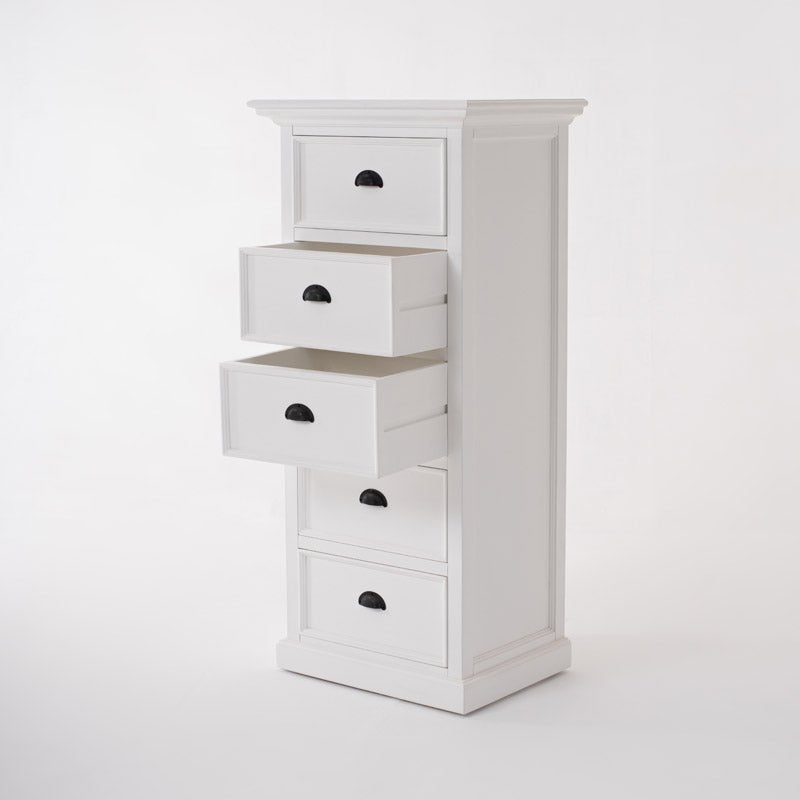 Halifax Grand White Painted Tallboy with 5 Drawers - Duck Barn Interiors