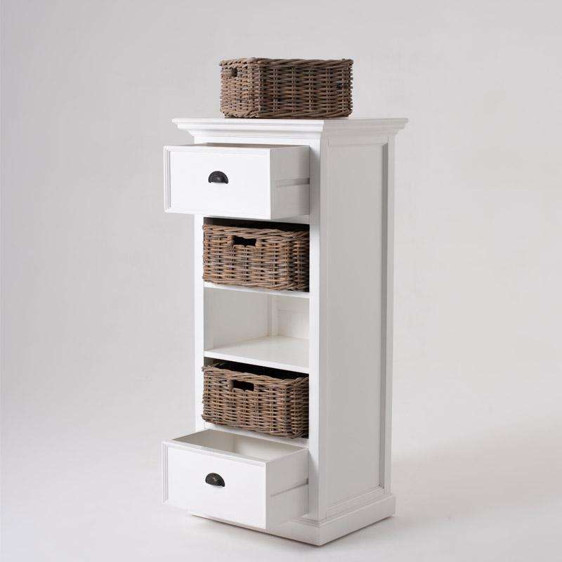 Halifax Grand White Painted Tallboy with Basket Set - Duck Barn Interiors