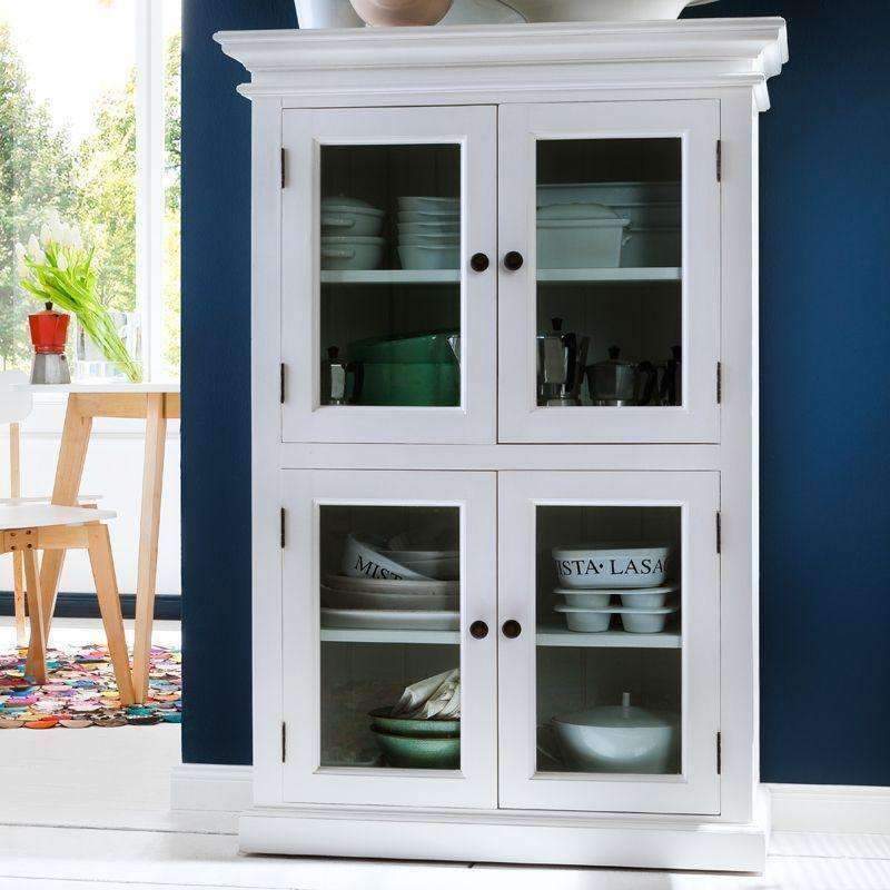 Halifax White Painted 2 Level Pantry Display Cabinet - Duck Barn Interiors