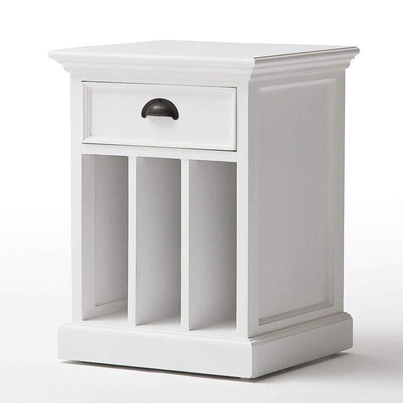 Halifax White Painted Bedside Table with Dividers - Duck Barn Interiors