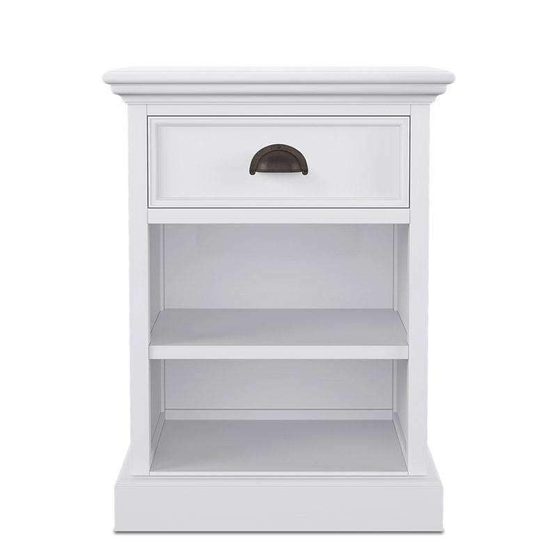Halifax White Painted Bedside Table with Shelves - Duck Barn Interiors