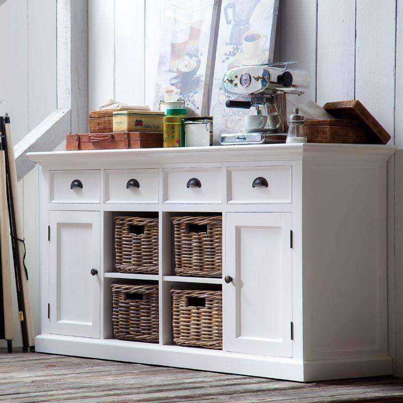 Halifax White Painted Buffet Sideboard with 4 Basket Set - Duck Barn Interiors
