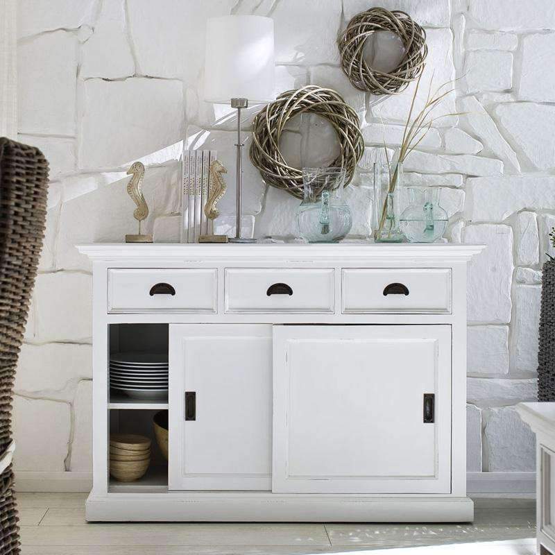 Halifax White Painted Buffet Sideboard with Sliding Doors - Duck Barn Interiors