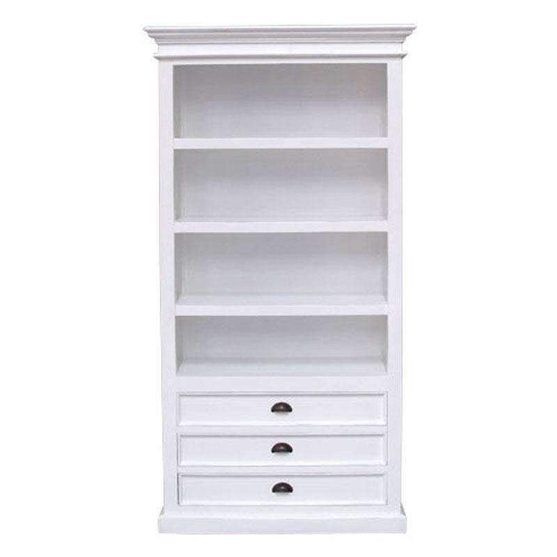 Halifax White Painted Tall Bookcase With 3 Low Drawers - Duck Barn Interiors