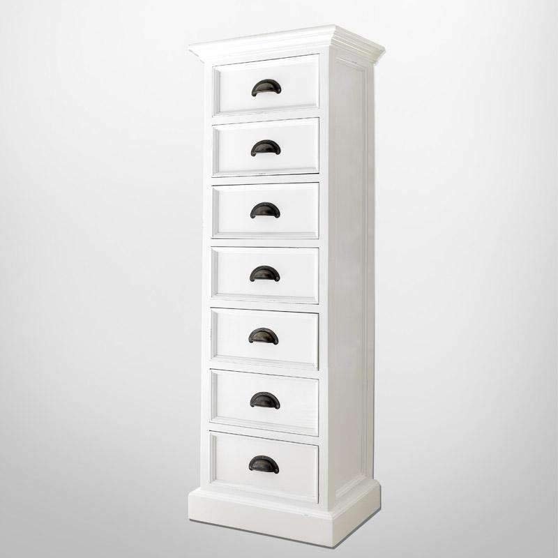 Halifax White Painted Tallboy with 7 Drawers - Duck Barn Interiors