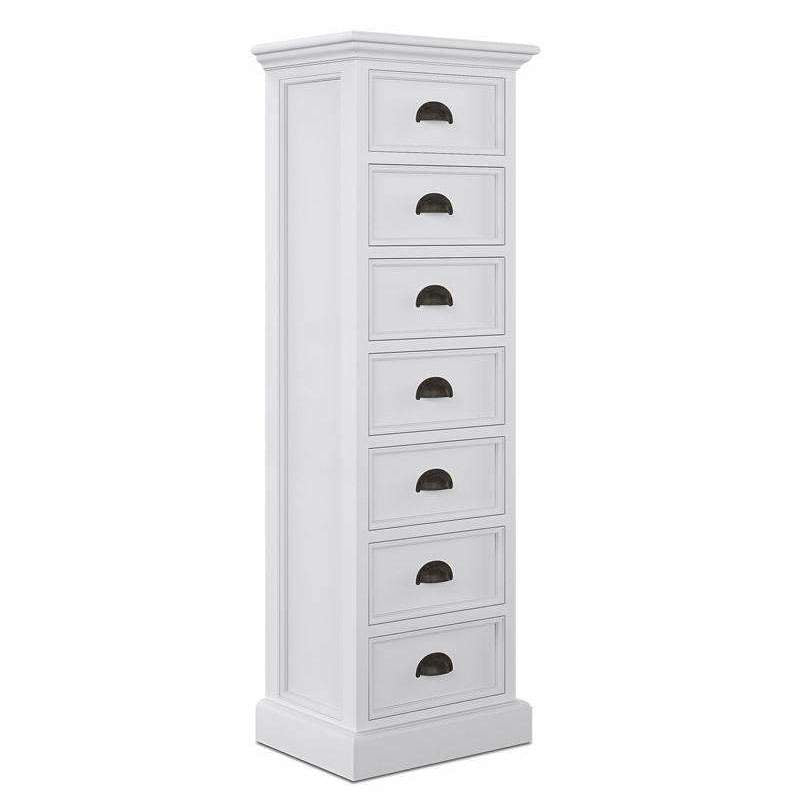 Halifax White Painted Tallboy with 7 Drawers - Duck Barn Interiors