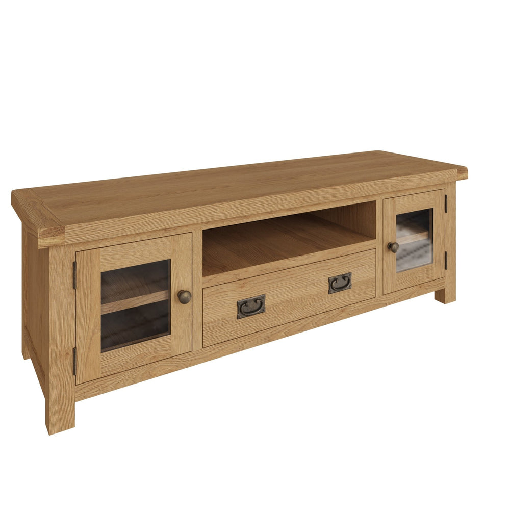 Kirdford Oak Large TV Unit4 - Duck Barn Interiors