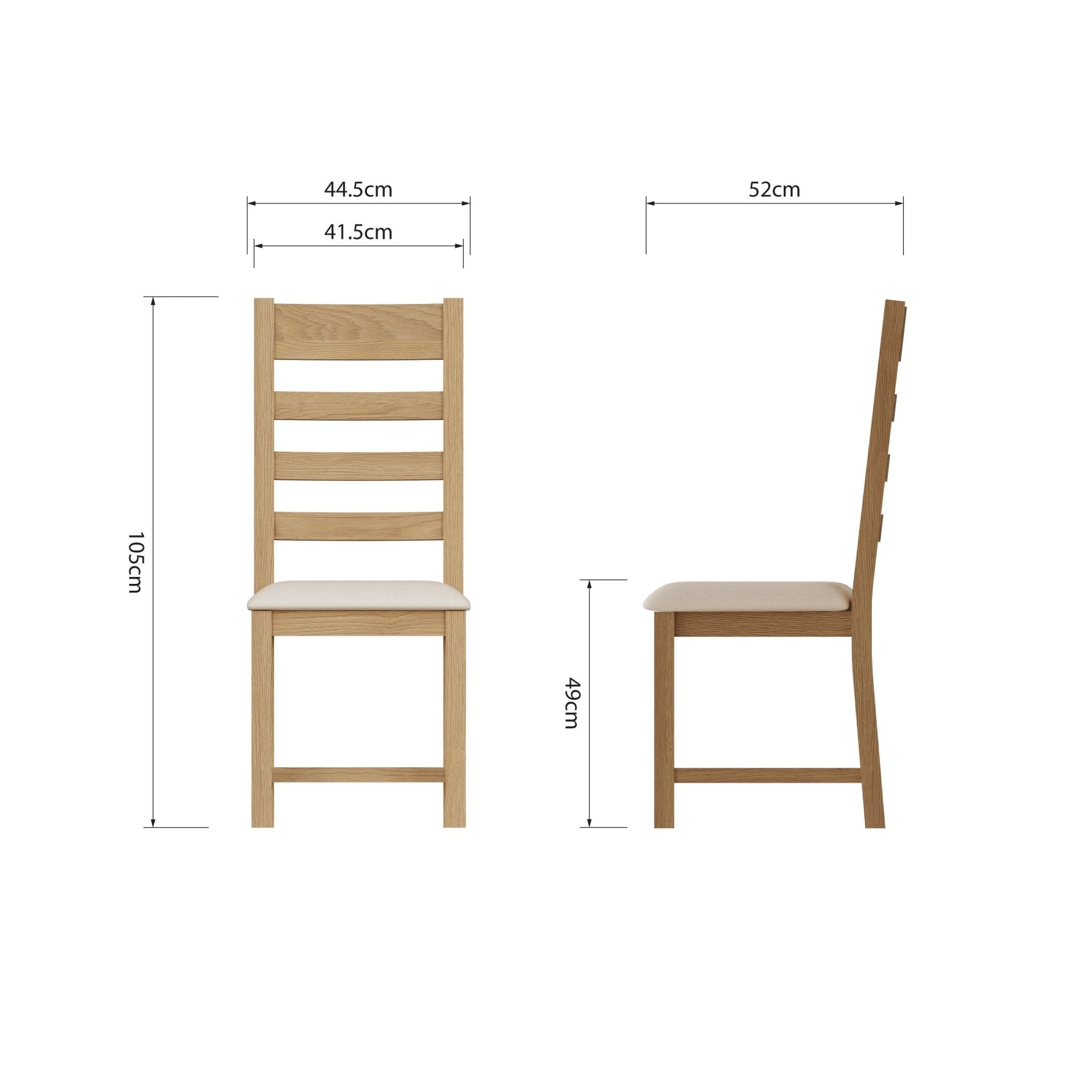 Kirdford Oak Upholstered Ladder Back Chair - Duck Barn Interiors