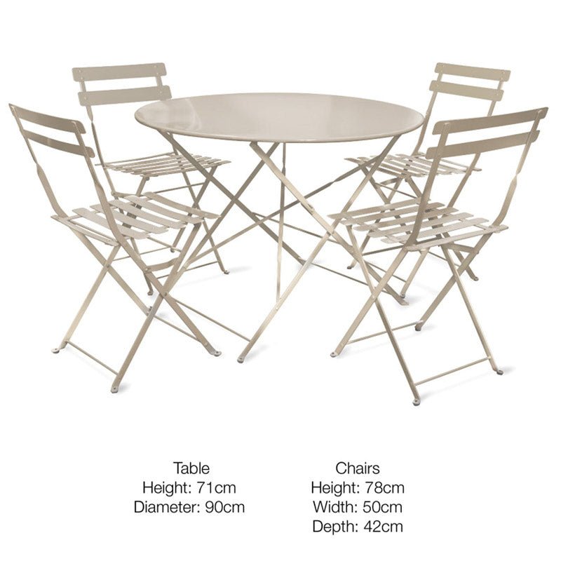 Large Garden Bistro Round Table and 4 Chairs - Clay - Duck Barn Interiors