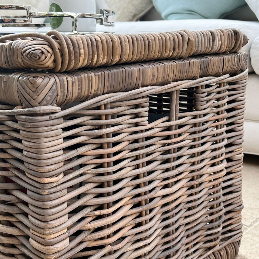 Large Grey Rectangle Wicker Storage Chest With Lid Duck Barn Interiors