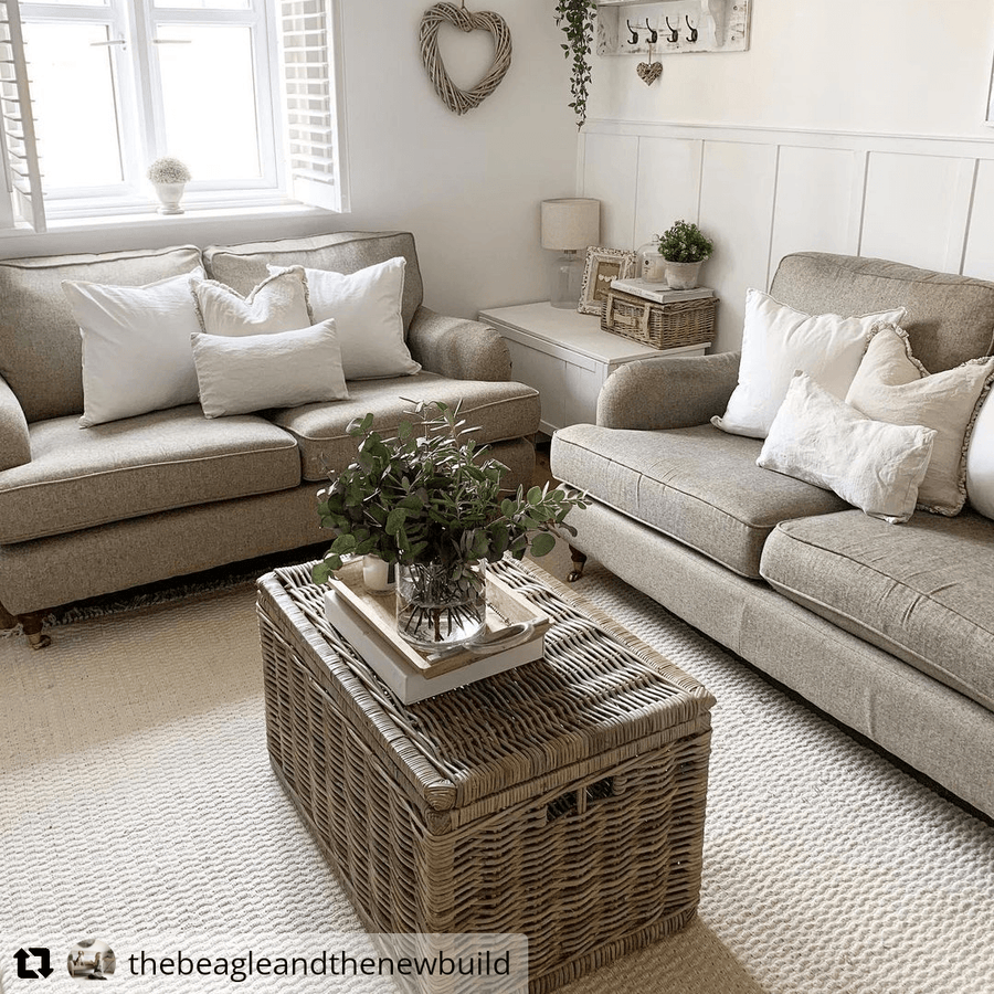 Large Grey Rectangle Wicker Storage Chest With Lid Duck Barn Interiors