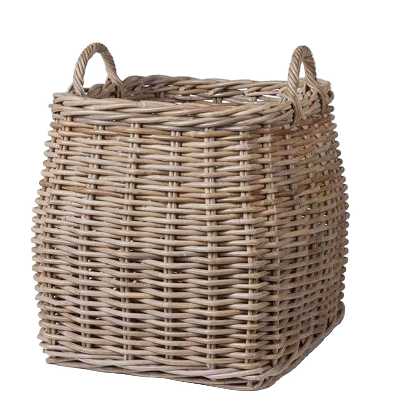 Large Square Tapered Rattan Log Basket2 - Duck Barn Interiors