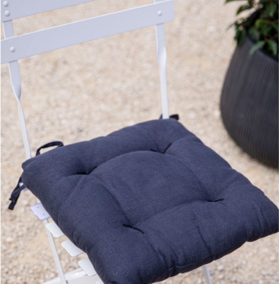 Linen Seat Pad Cushion - Carbon - Duck Barn Interiors