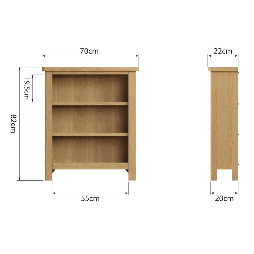 Loxwood Oak Small Wide Bookcase - Duck Barn Interiors