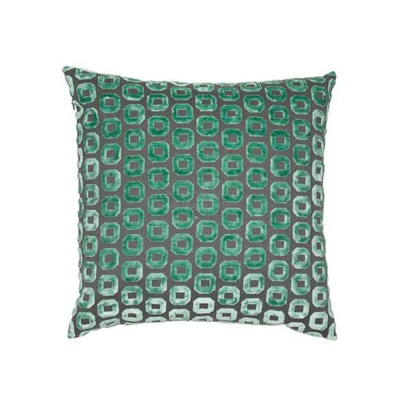 Malini Bentley Geometric Green and Grey Velvet Cushion - 43cm - Duck Barn Interiors
