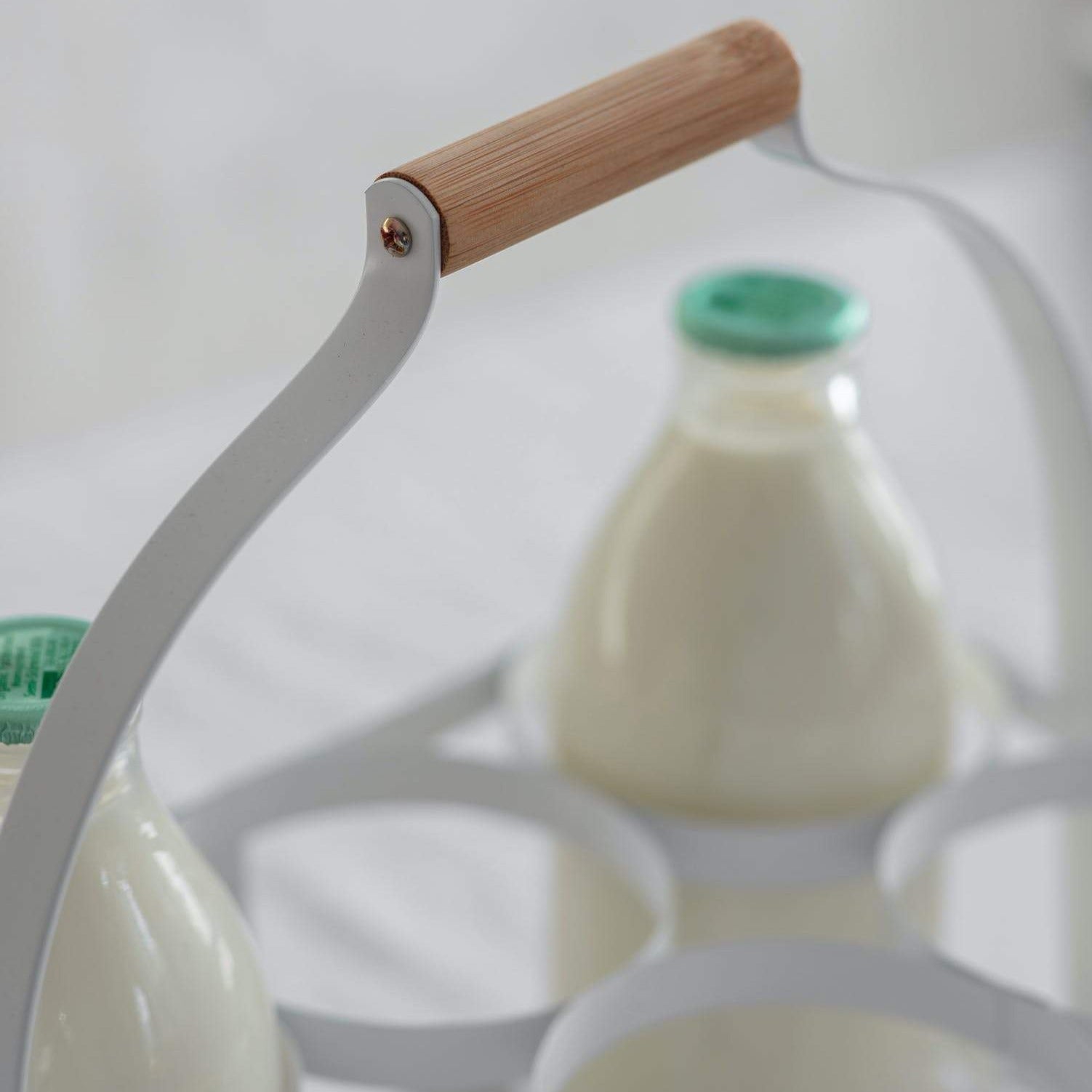 Milk Bottle Holder Chalk White - 4 bottles - Duck Barn Interiors