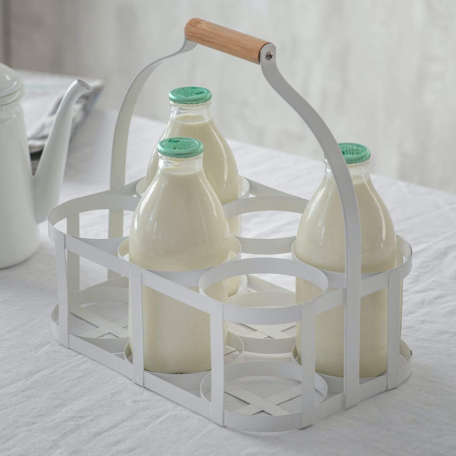 Milk Bottle Holder Chalk White - 6 bottles - Duck Barn Interiors