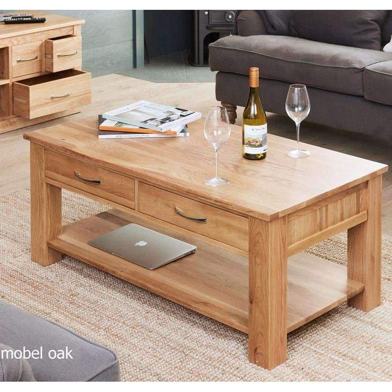 Mobel Oak Coffee Table with Drawers - Duck Barn Interiors