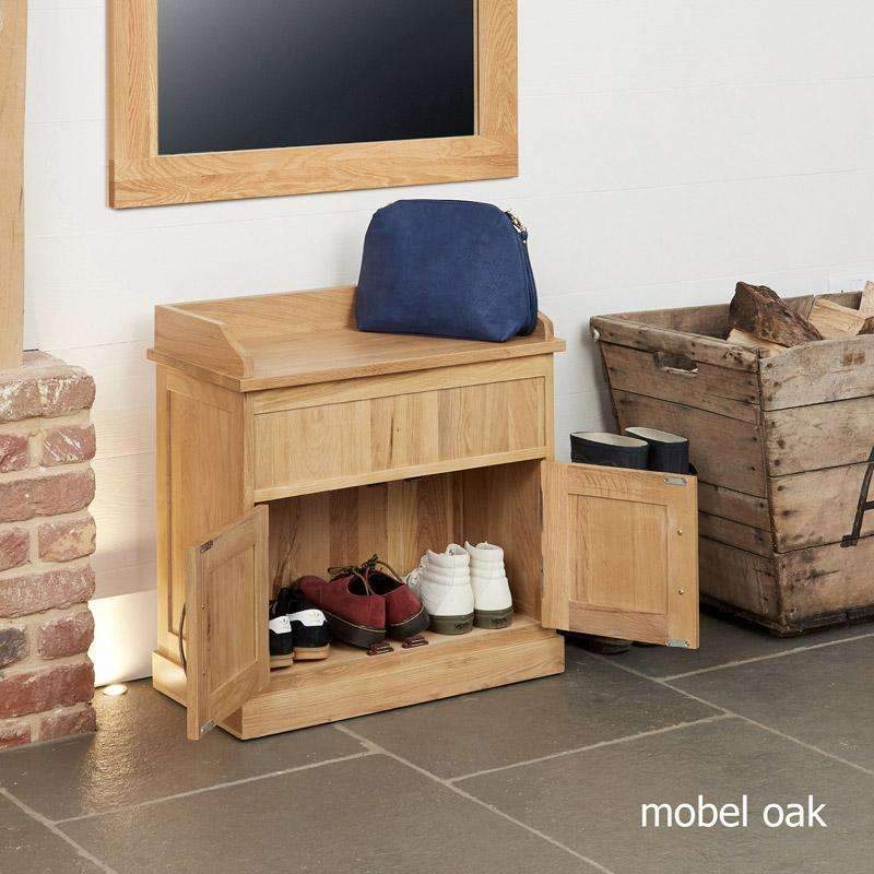 Mobel Oak Shoe Bench with Hidden Storage - Duck Barn Interiors