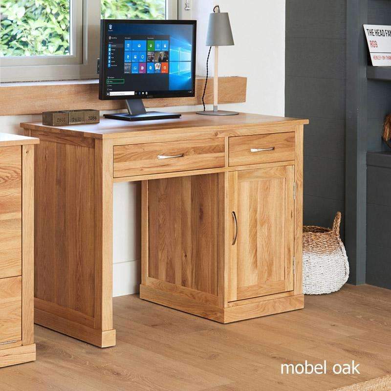 Mobel Oak Single Pedestal Computer Desk - Duck Barn Interiors