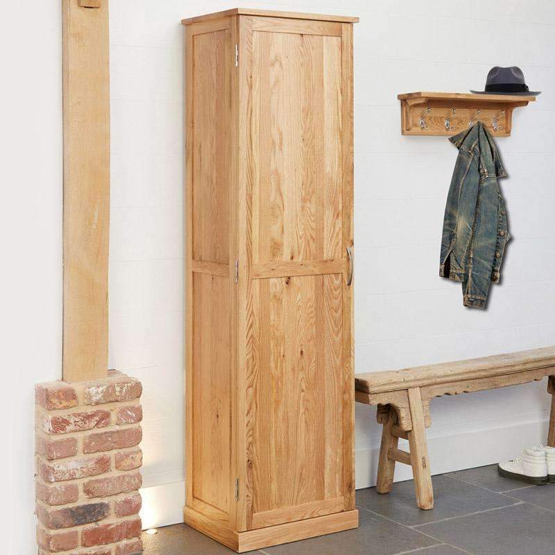 Mobel Oak Tall Narrow Shoe Storage Cupboard - Duck Barn Interiors