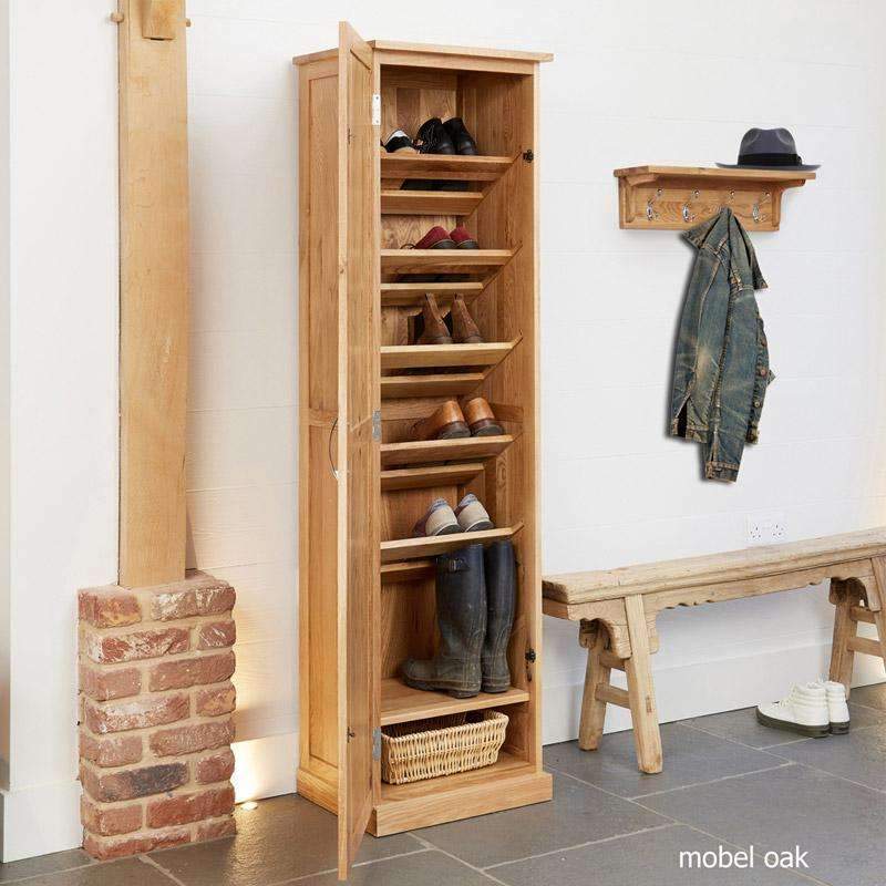 Mobel Oak Tall Narrow Shoe Storage Cupboard – Duck Barn Interiors
