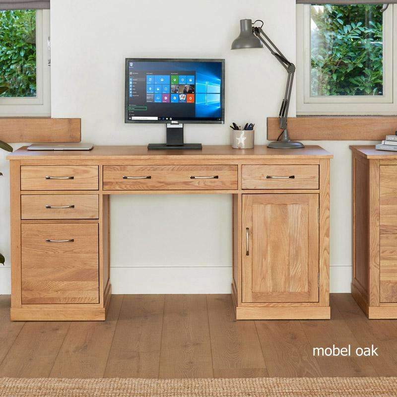 Mobel Oak Twin Pedestal Computer Desk - Duck Barn Interiors