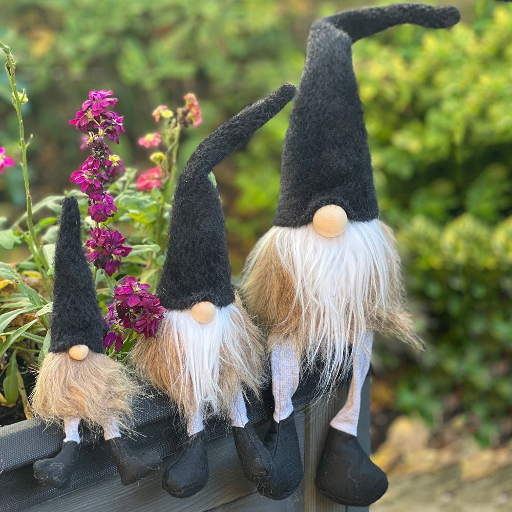 Nordic Gonk Gnomes with Black Hat (3 sizes) - Duck Barn Interiors