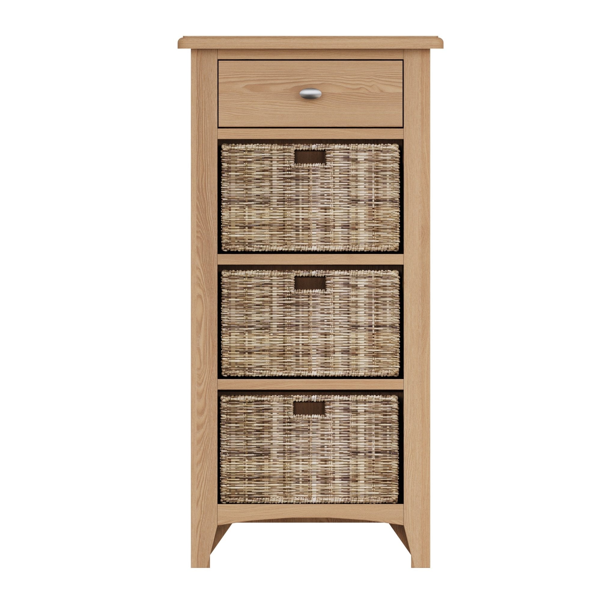 Ockley Oak 1 Drawer 3 Basket Cabinet - Duck Barn Interiors
