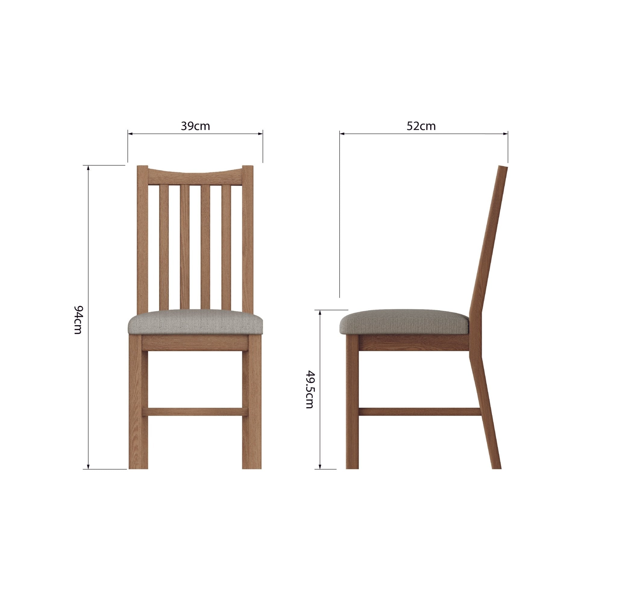 Ockley Oak Dining Chair with Fabric Seat - Duck Barn Interiors